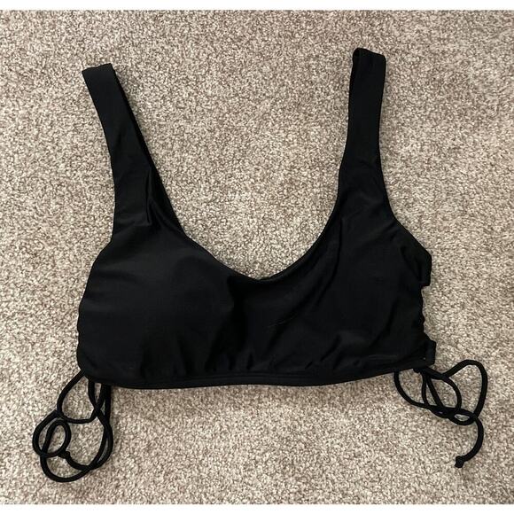 Hollister Swim Black Scoop Lace Up Side Tie Bikini Top, L - Picture 1 of 5